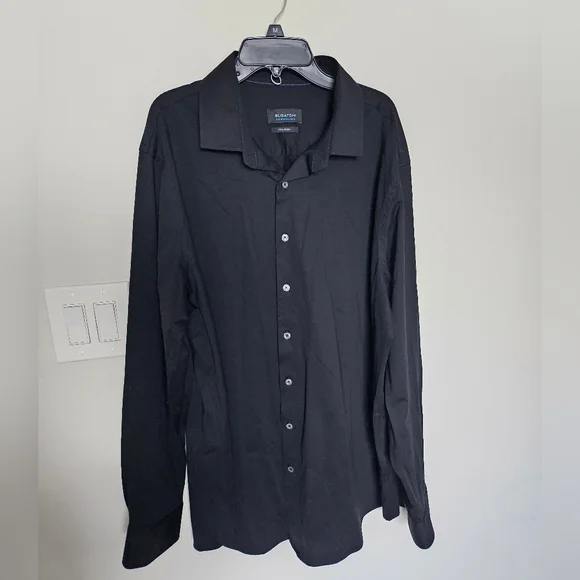 Men's Solid Black Bugatachi XXL Button-down Shirt - Picture 8 of 10
